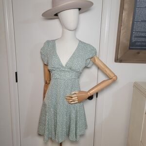 Princess Polly The Sting Mini Dress Sage Green Leopard Print Size 2